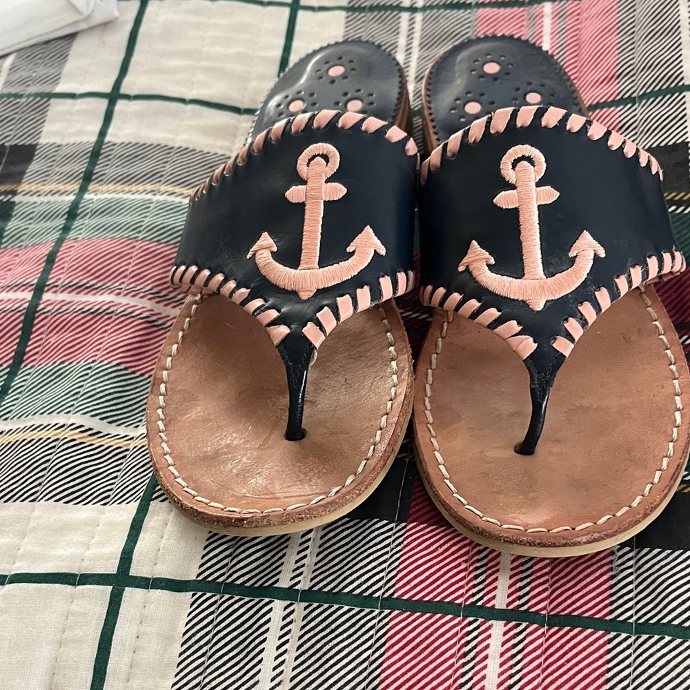 Jack Rogers Black and Pink Anchor Sandals